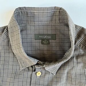 Ermenegildo Zegna Size XXL Dress Shirt - Made In Italy - Brown Plaid